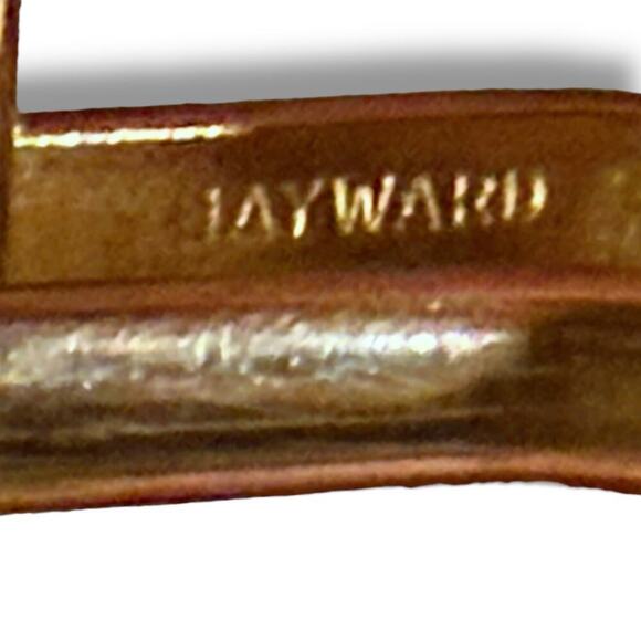 Vintage Hayward Cufflinks Mens Gold Tone Round High Polish Monogram Ready - Picture 5 of 5